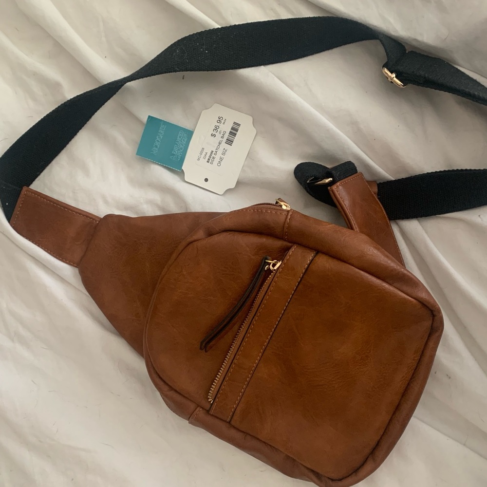 Brown (vegan) leather satchel bag, NWT.